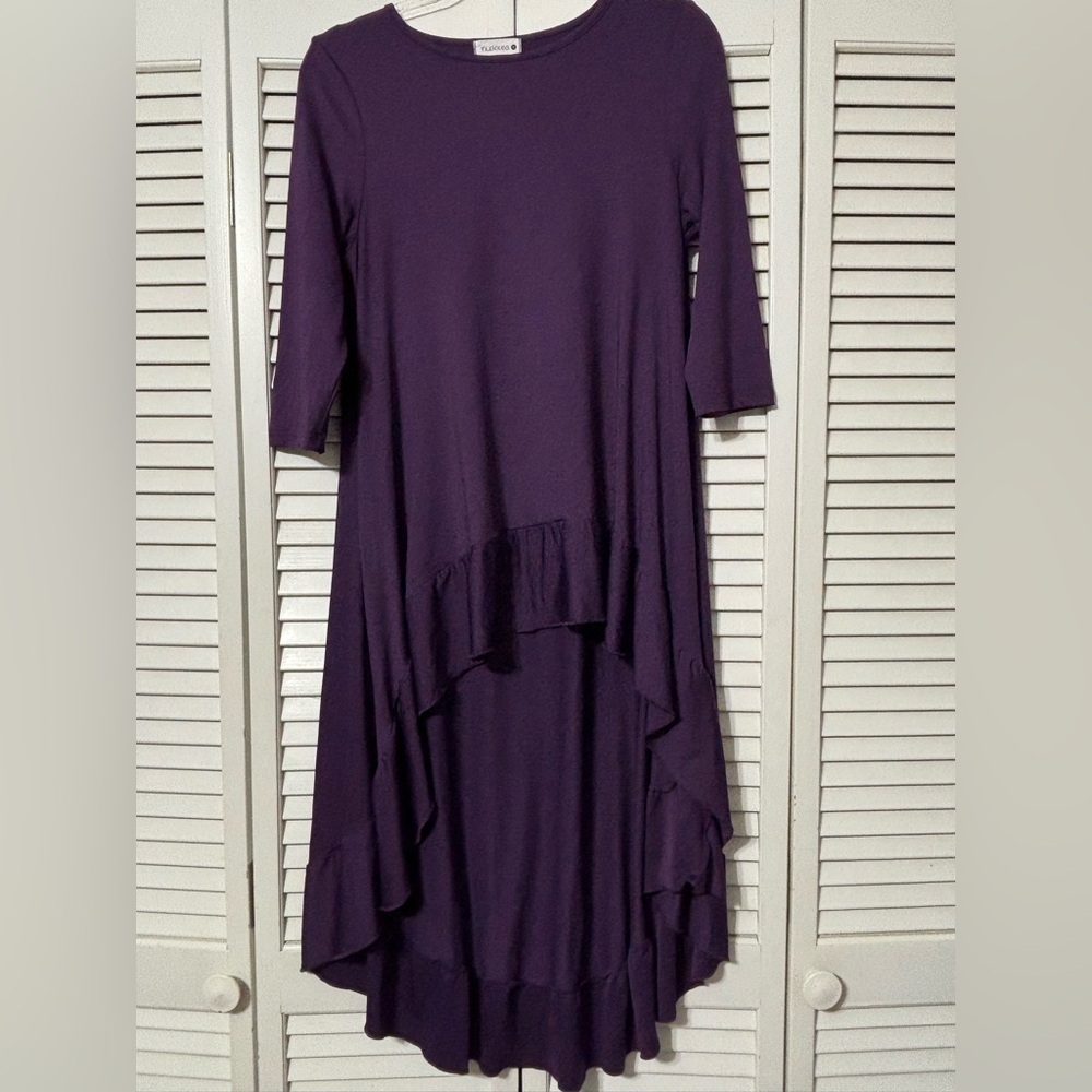 Chic Purple Asymmetrical Women's Blouse